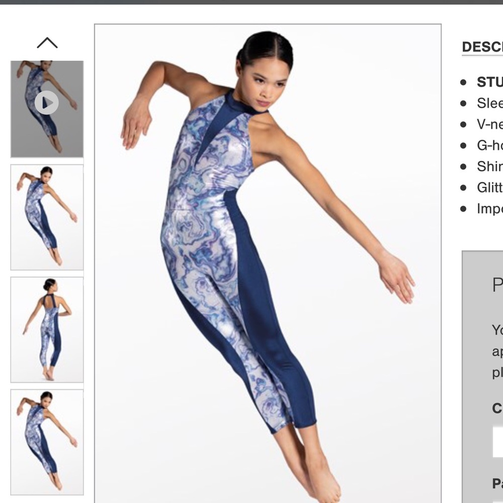 Weissman dance costume, monosuit, unitard in size Adult Medium, NEW